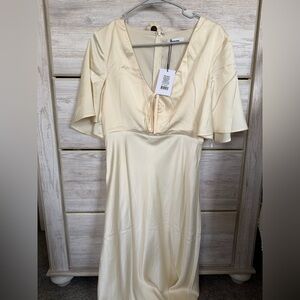 Showpo Champagne Satin Midi Slip Dress